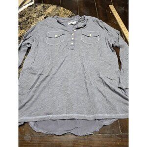Aeropostale 1/4 Button Down Gray Long Sleeve Shirt Y2K Women's Large